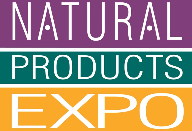 A logo for the natural products expo.